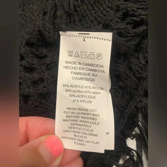 MICHAEL KORS Crochet Fringe Open Front Cardigan  Black Size L - Picture 7 of 7